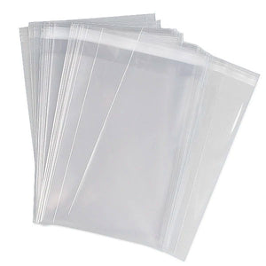 Clear Poly Bags Self Sealing Adhesive Flap 10" x 13" PK 25