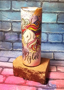 Rainbow Unicorn Custom Sublimation Skinny Tumbler 20 OZ