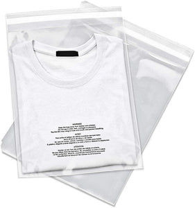 Clear Poly Bags Self Sealing Adhesive Flap 8" x 10" Suffocation Warning