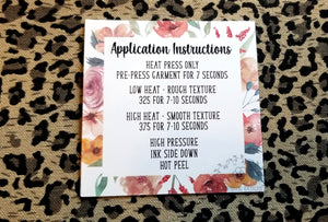 Floral Border Transfer Application Cards Printed and Cut