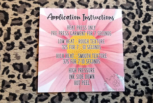 Pink Daisy Transfer Application Cards Printed and Cut