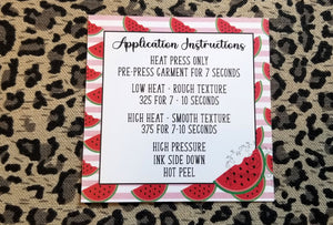 Watermelon Transfer Application Cards Printed and Cut