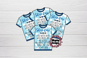 Care Cards T-Shirt Bleach Blue Printed and Cut