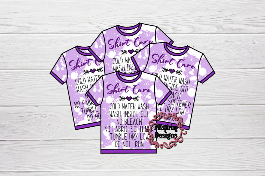 Care Cards T-Shirt Bleach Purple Printed and Cut