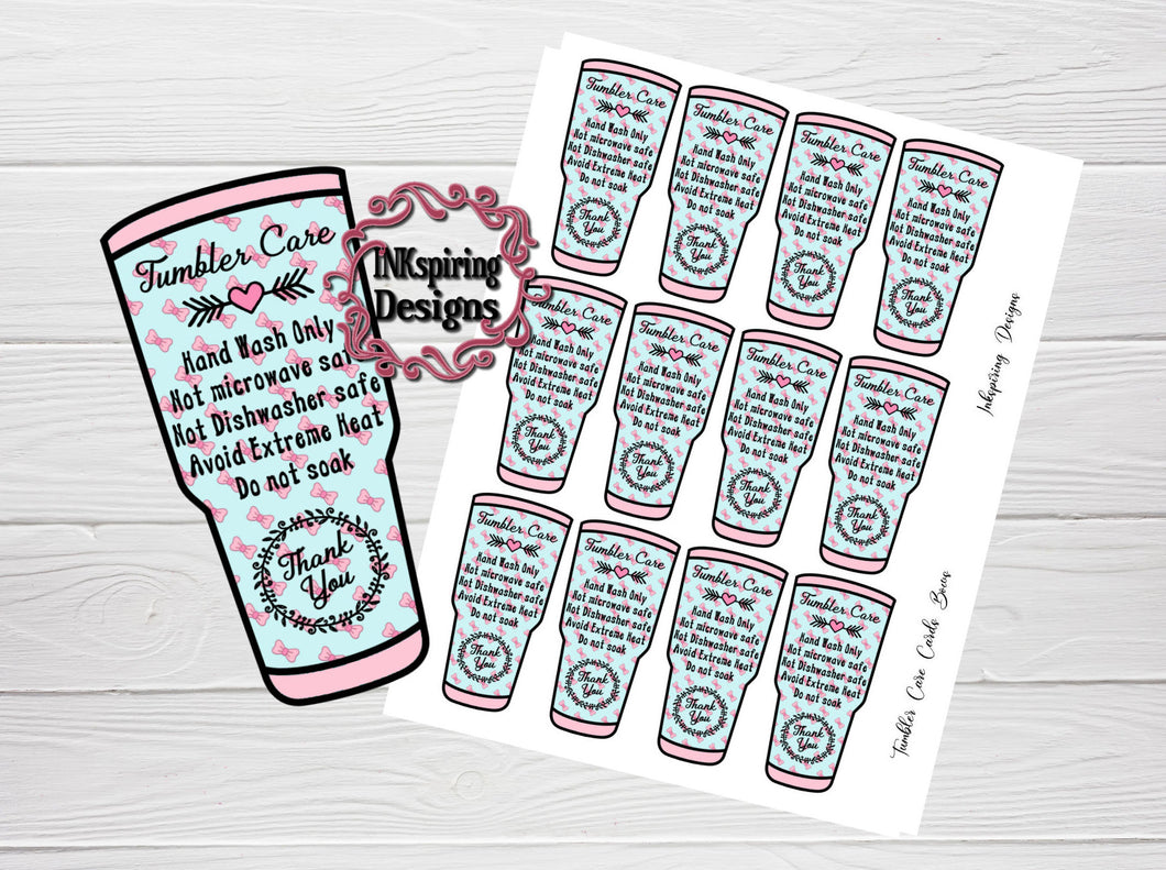 Care Card Tumbler Bows DIGITAL Print at Home