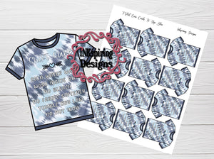 Care Card T-Shirt Tie Dye Blue DIGITAL Print at Home