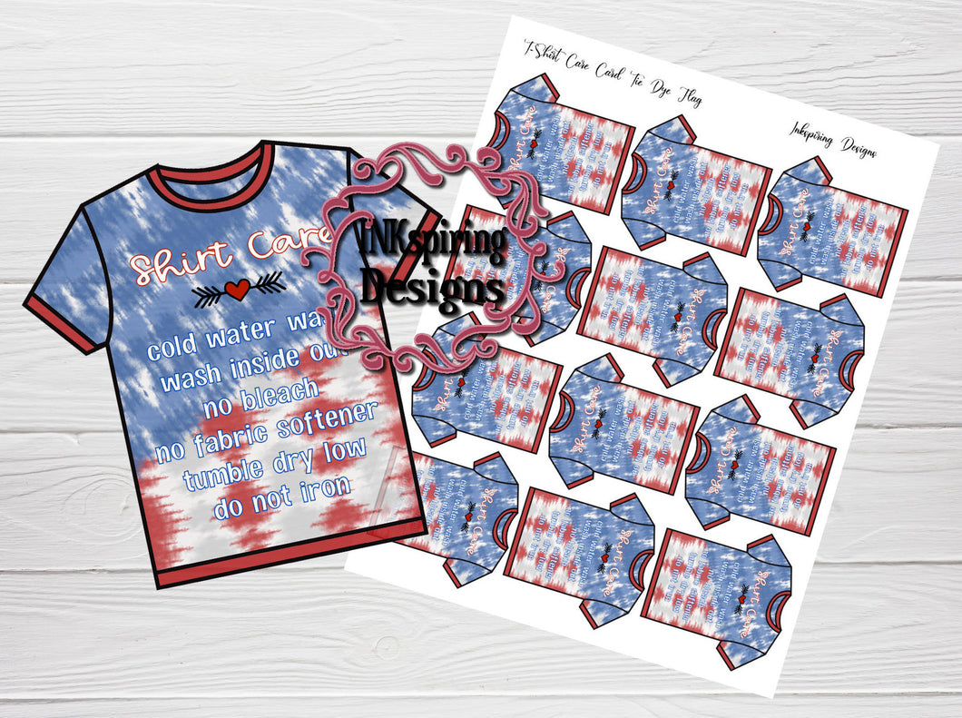 Care Card T-Shirt Tie Dye Flag DIGITAL Print at Home