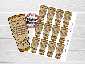 Care Card Tumbler Latte DIGITAL Print at Home