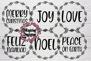 Christmas Wreath SVG Cutting Files Bundle Set of 6