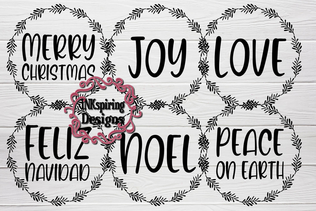 Christmas Wreath SVG Cutting Files Bundle Set of 6