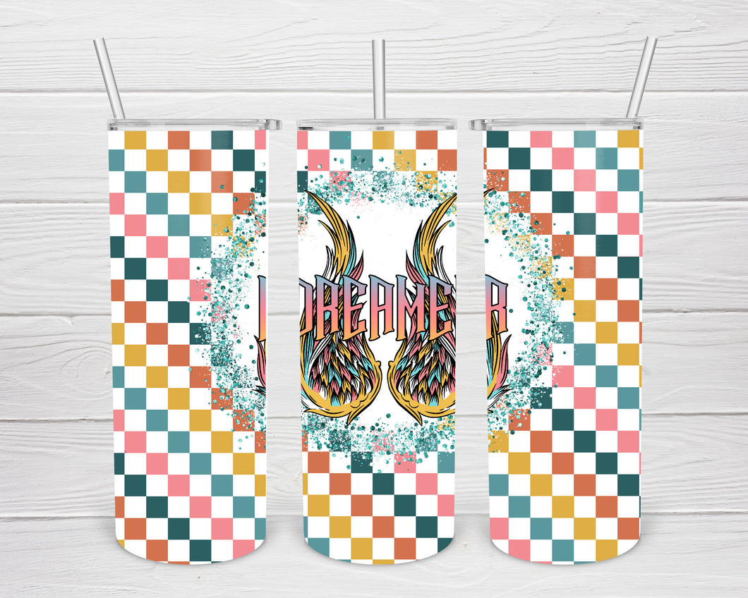 Dreamer Glitter 20 OZ Skinny Tumbler PNG Design