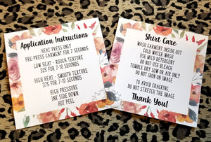 Floral Border Duo Card Application and Shirt Care Printed and Cut