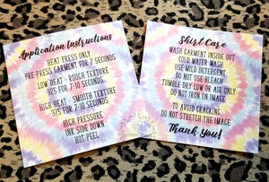 Tie Dye Duo Card Application and Shirt Care Printed and Cut