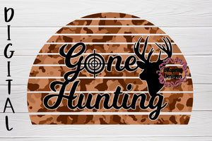 Gone Hunting Camo Brown PNG Sublimation Design