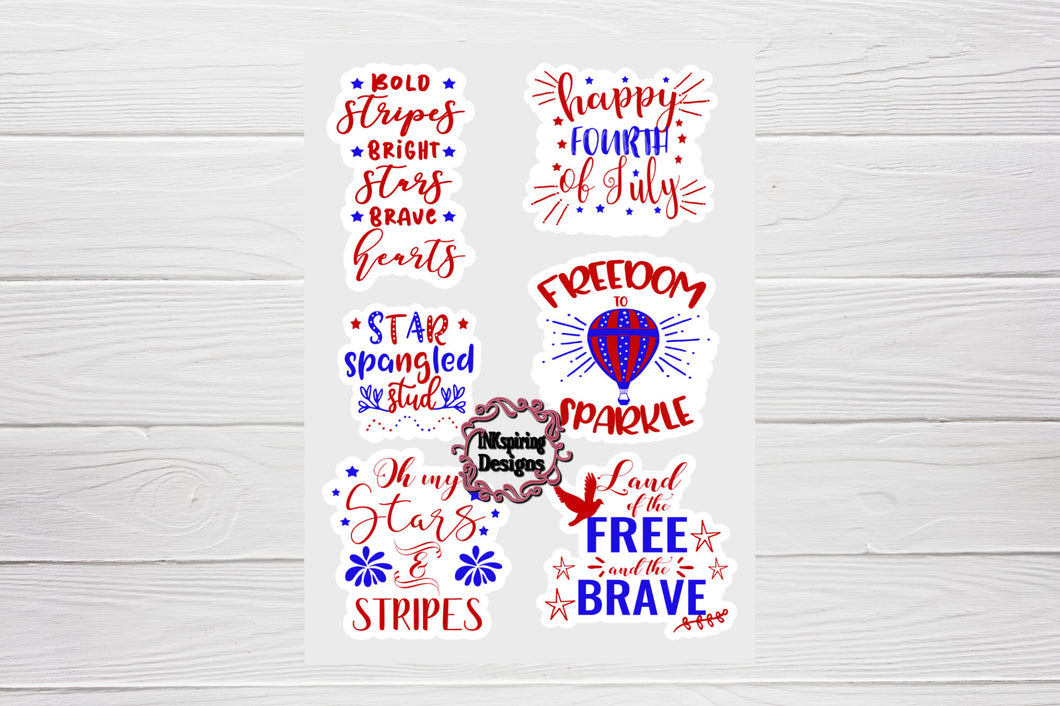 July 4th Stickers Printed and Cut