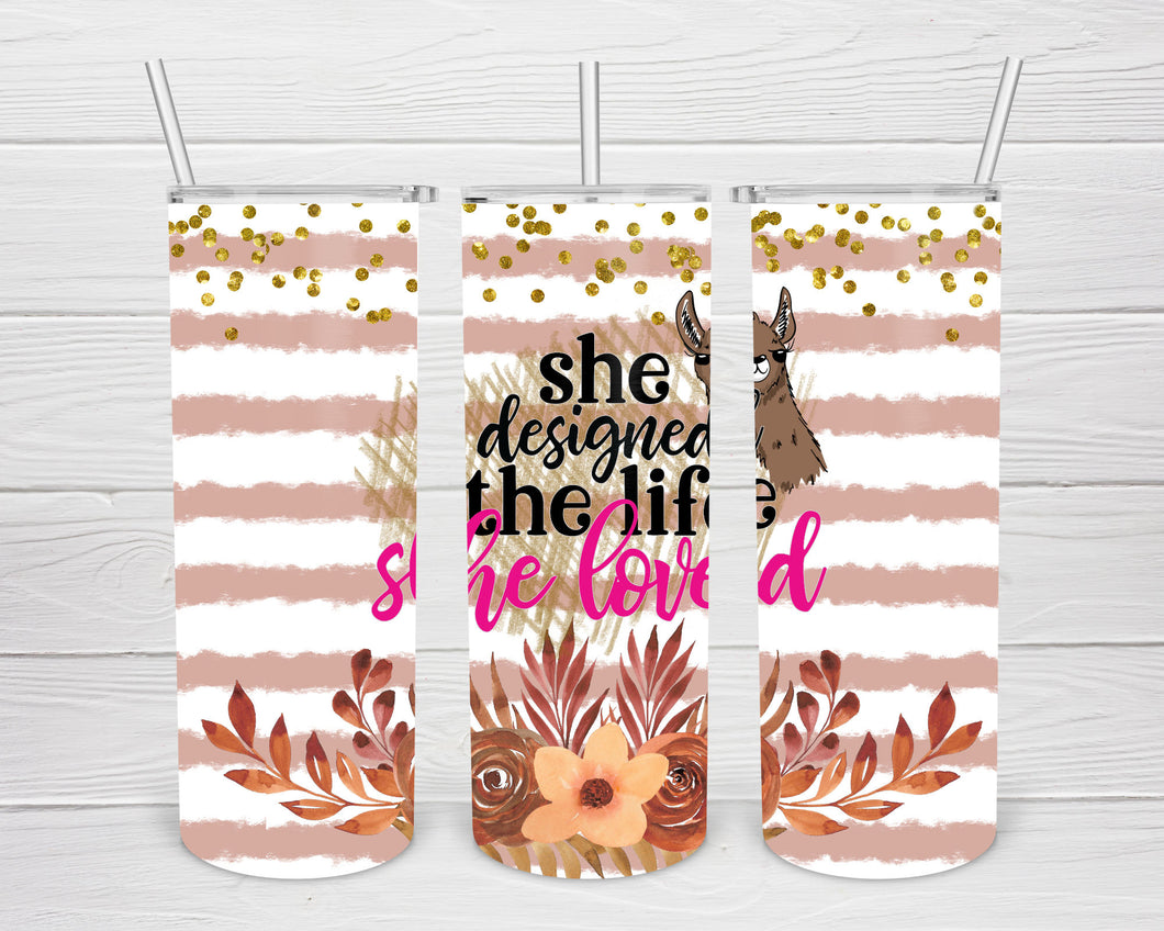 Life She Loved 20 OZ Skinny Tumbler PNG Design