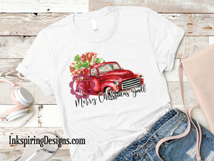 Merry Christmas Y'All Red Truck Sublimation Transfer