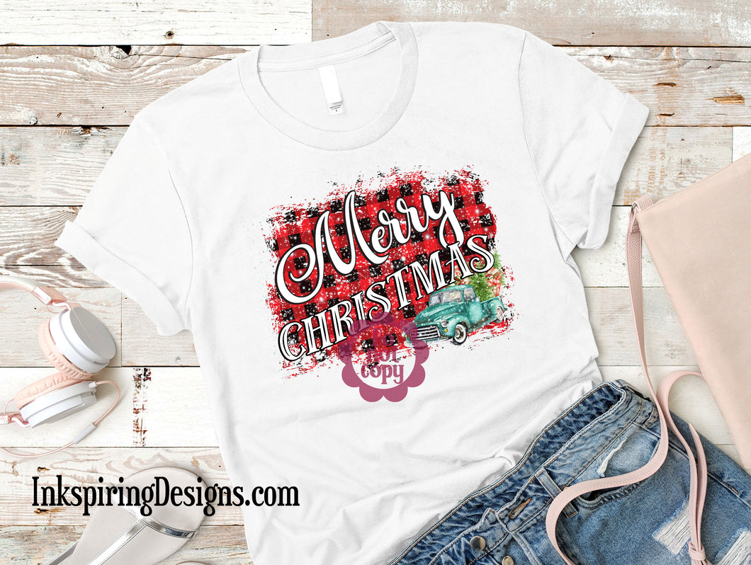 Merry Christmas Plaid Truck Sublimation Transfer