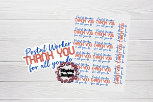 Packaging Stickers Modern Postal Worker Appreciation Printed and Cut