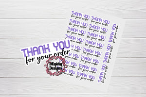 Packaging Stickers Modern Thank You For your Order Printed and Cut