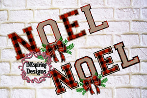 NOEL Buffalo Plaid and Burlap PNG Sublimation Design