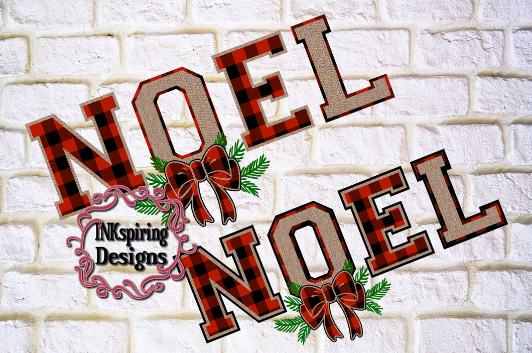 NOEL Buffalo Plaid and Burlap PNG Sublimation Design