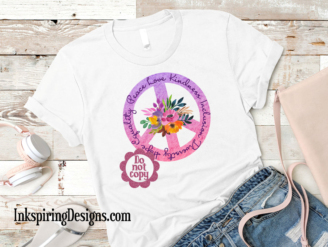 Peace Love Kindness Sublimation Transfer