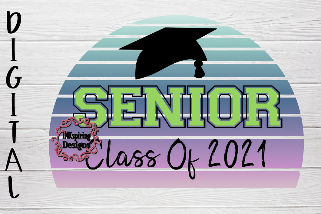 Senior Class of 2021 Pastels Green PNG Sublimation Design