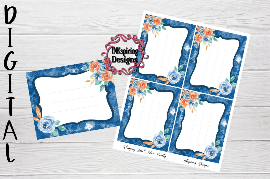 Shipping Label Blue Beauty PNG Printable