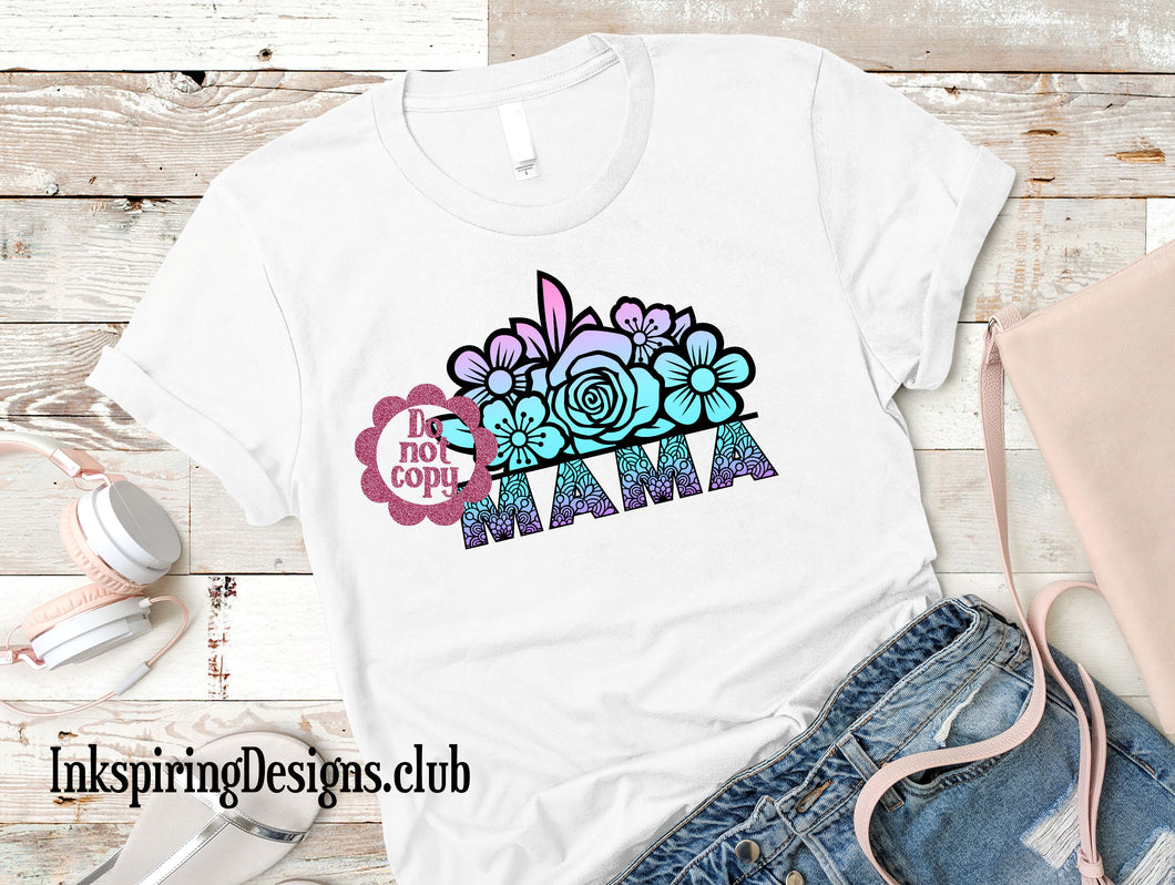 Stained Glass Floral Mama Bouquet Sublimation Transfer