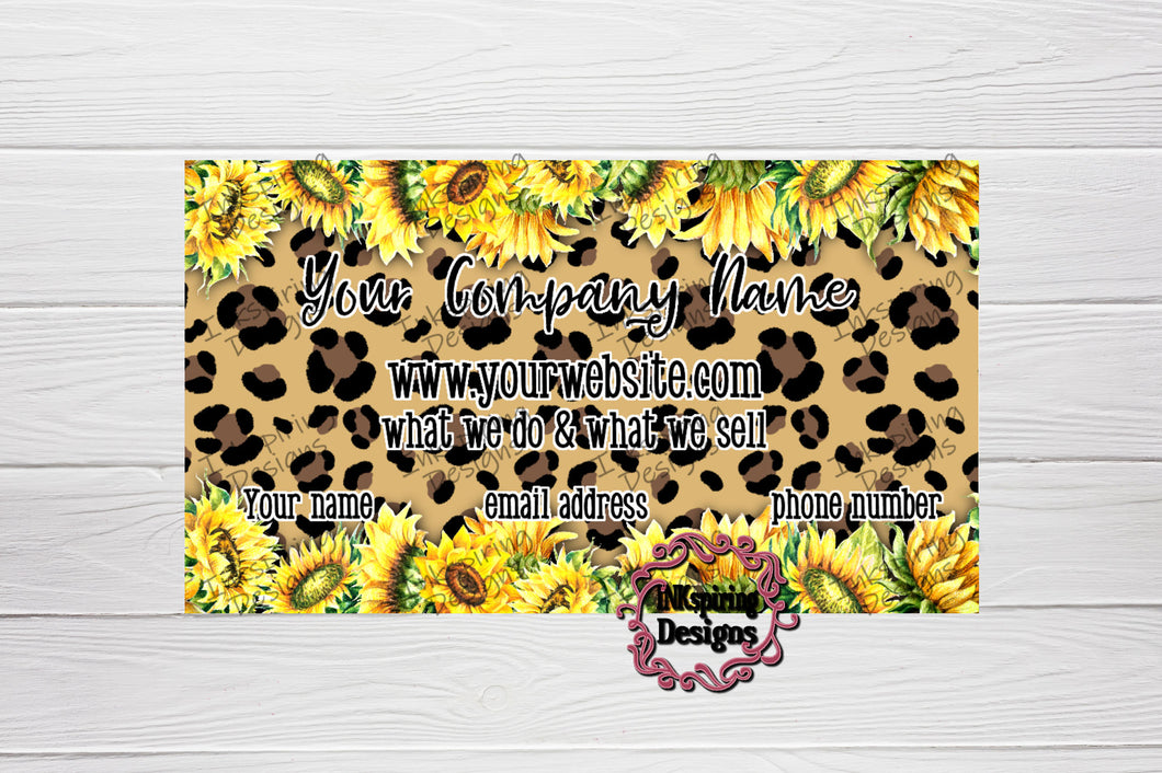 Business Card Sunflower Leopard Custom Printed and Cut