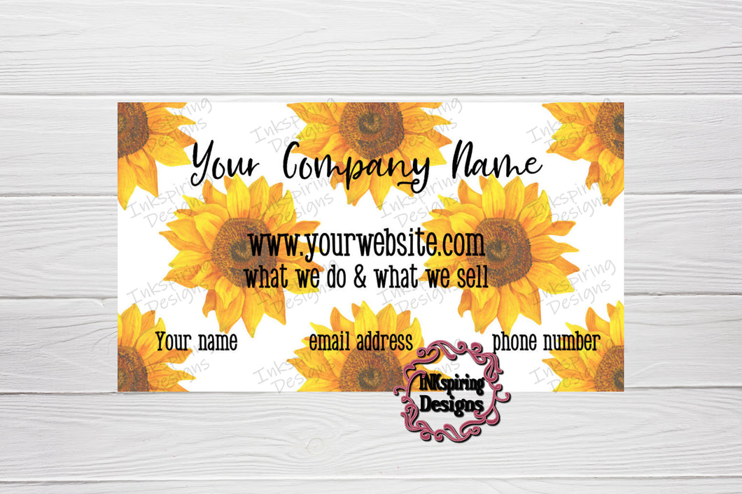 Business Card Sunflower Pattern Custom Printed and Cut