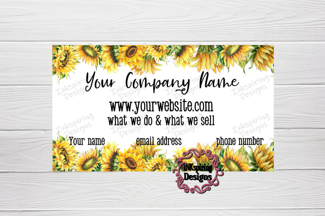 Business Card Sunflower Up N Down Custom Printed and Cut