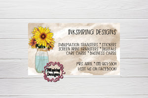 Business Card Sunflower Vase Custom Printed and Cut