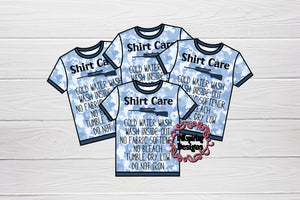 Care Cards T-Shirt Camo Blue Gun Printed and Cut