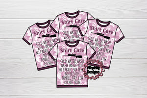 Care Cards T-Shirt Camo Rose Gun Printed and Cut