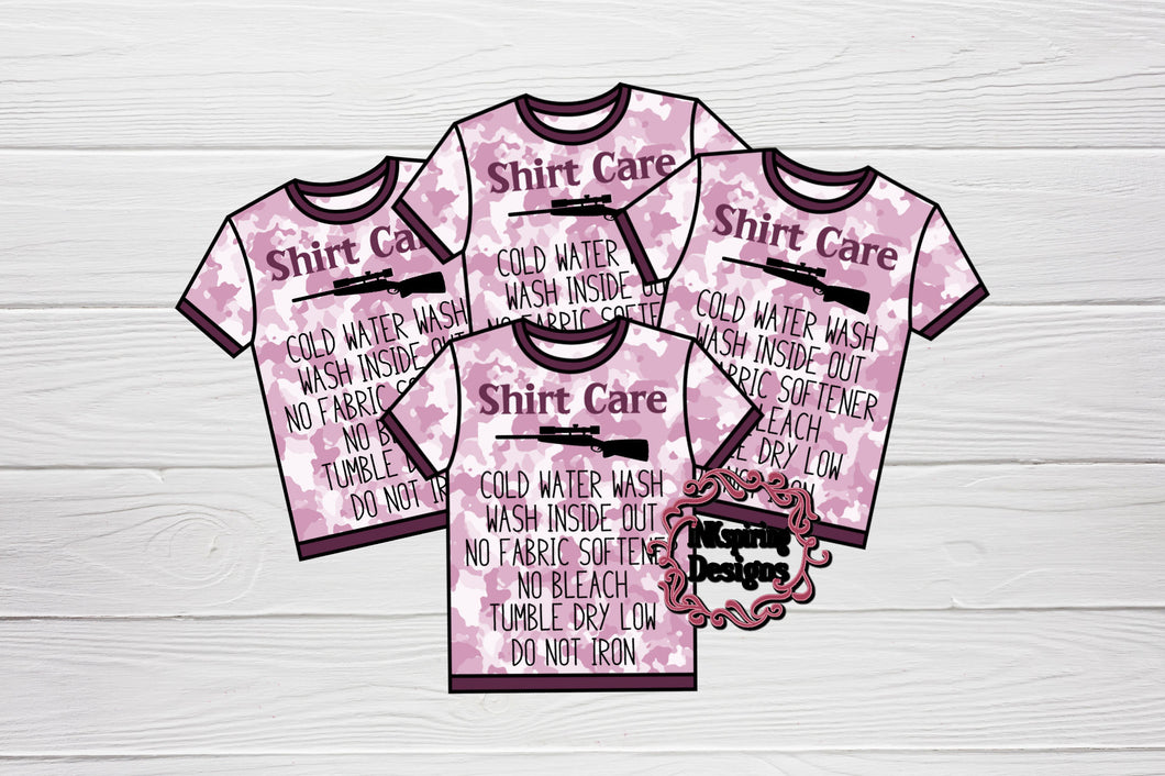 Care Cards T-Shirt Camo Rose Gun Printed and Cut