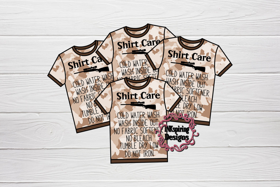 Care Cards T-Shirt Camo Tan Gun Printed and Cut