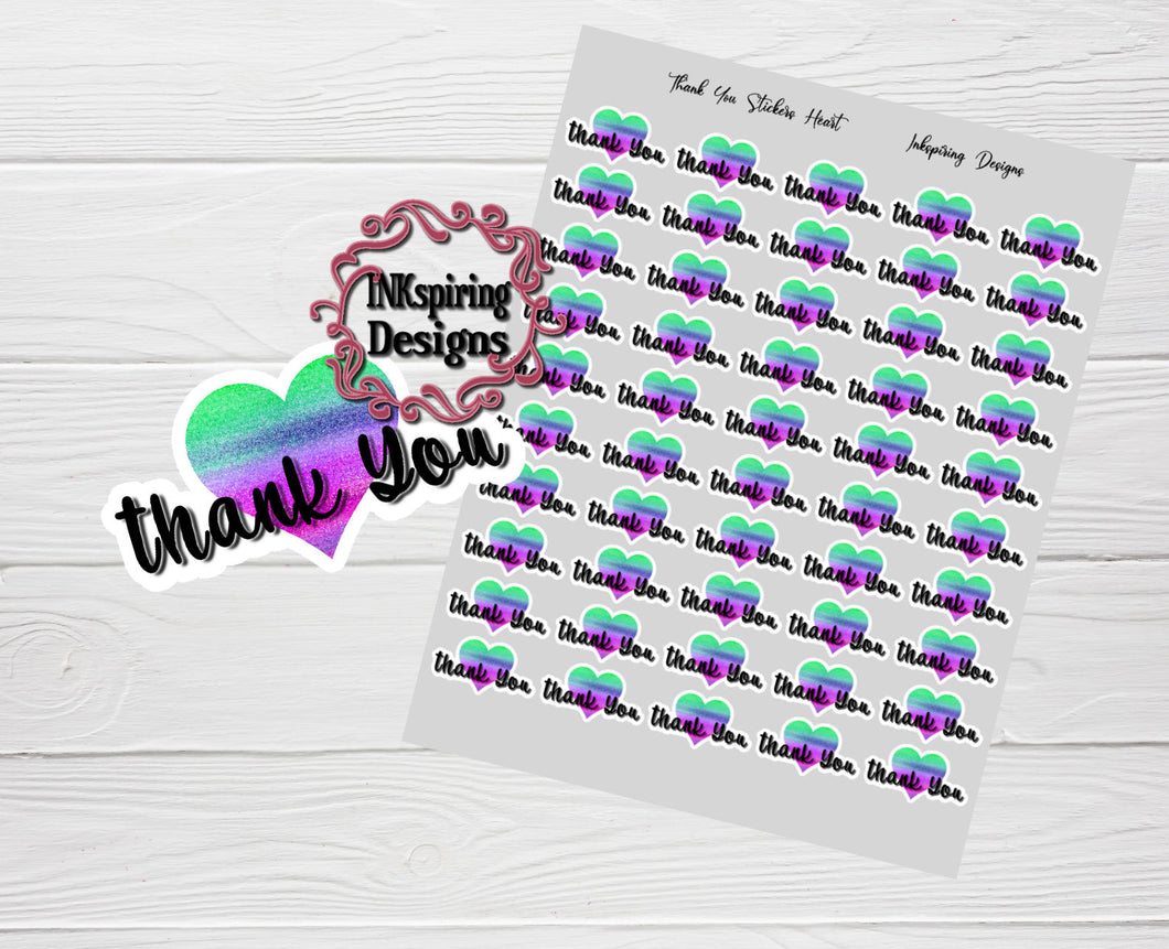 Thank You Stickers Heart 55 PC