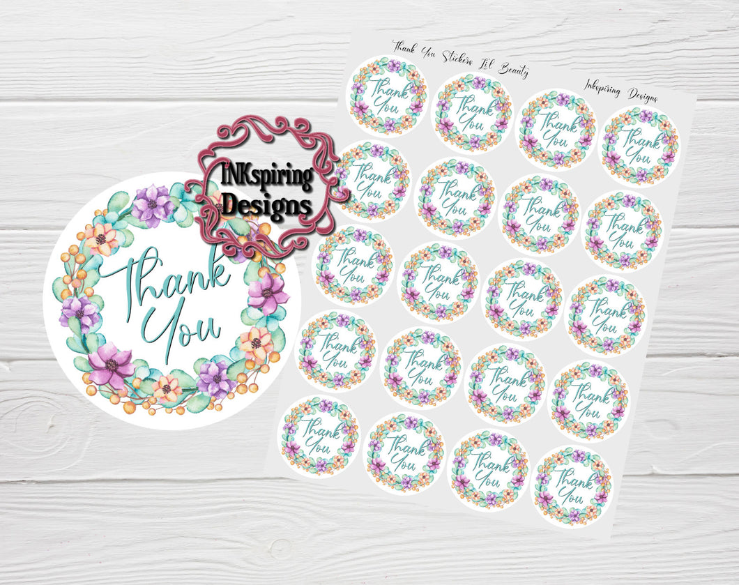 Thank You Stickers Li'l Beauty 20 PC