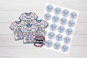 Business Pack Tie Dye Care Cards and Thank You Stickers