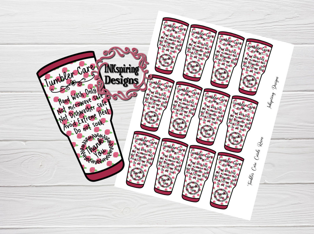 Care Card Tumbler Roses DIGITAL Print at Home