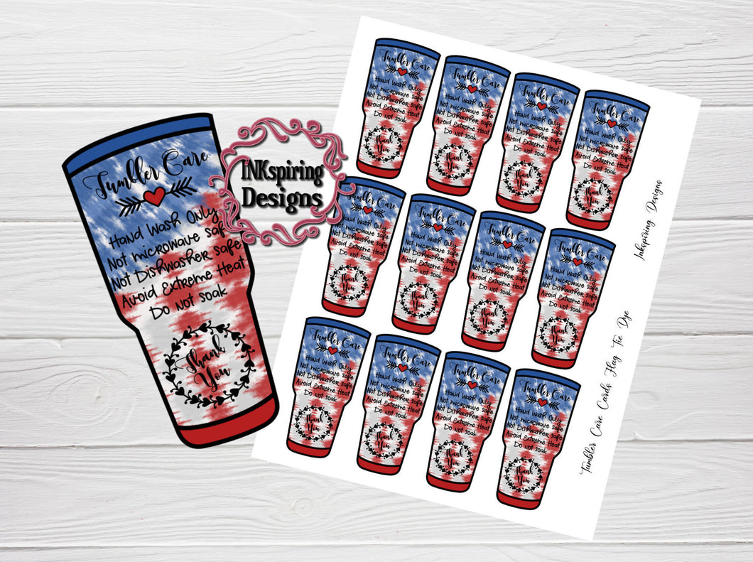 Care Card Tumbler Flag Tie Dye DIGITAL Print at Home