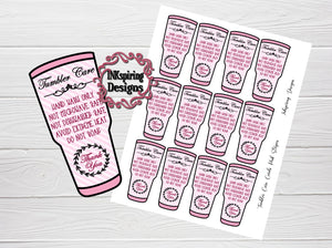 Care Card Tumbler Pink Stripes DIGITAL Print at Home