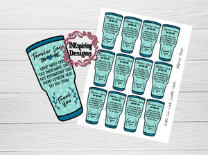 Care Card Tumbler Scribble Hearts DIGITAL Print at Home