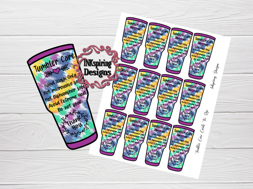 Care Card Tumbler Tie Dye DIGITAL Print at Home