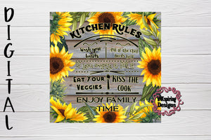 Kitchen Rules PNG Cutting Board Sublimation Design