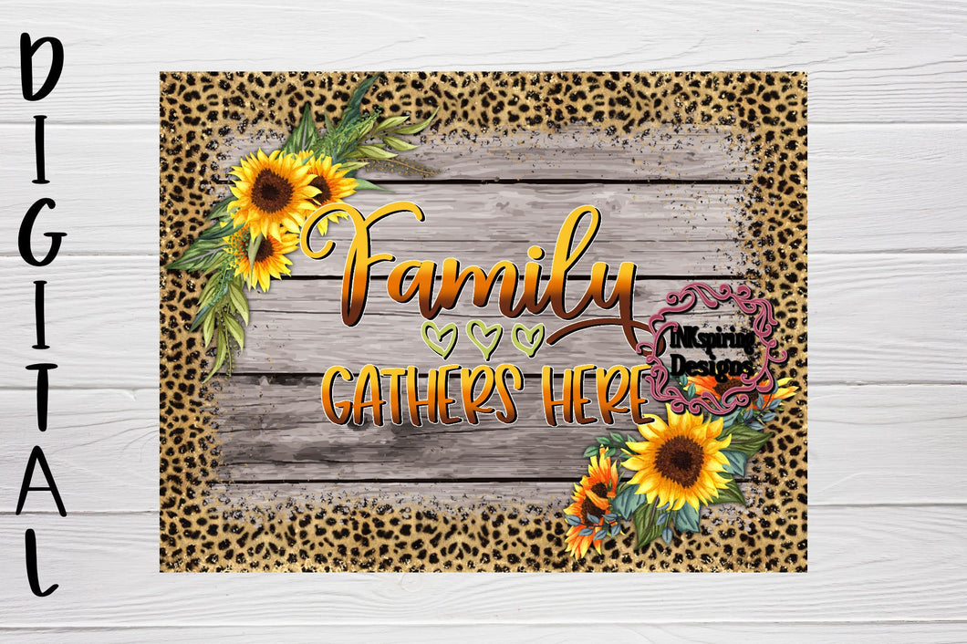 Family Gathers Here PNG Cutting Board Digital Design 8.5 x 11